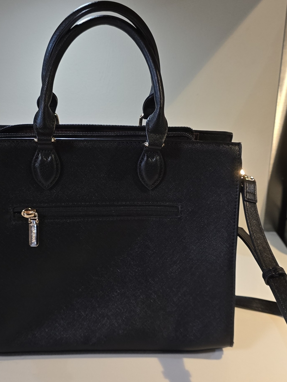 Luxework Black Structured Satchel with Crossbody Strap - Picture 3 of 6